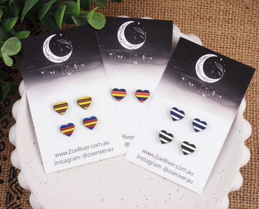 AFL stud earrings with your choice -925 sterling silver, stainless steel, nickel free titanium post earrings, collingwood magpies, adelaide crows, brisbane lions, geelong cats