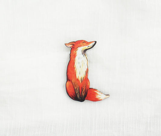 Fox brooch. Lightweight wood fox brooch. Orange fox pin, broach, badge, fox jewellery, animal brooch. Wooden brooch