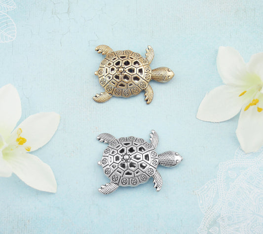 Turtle brooch. Choose silver or gold, Silver turtle jewelry. Turtle pin. Turtle broach. Antiqued silver tortoise brooch.