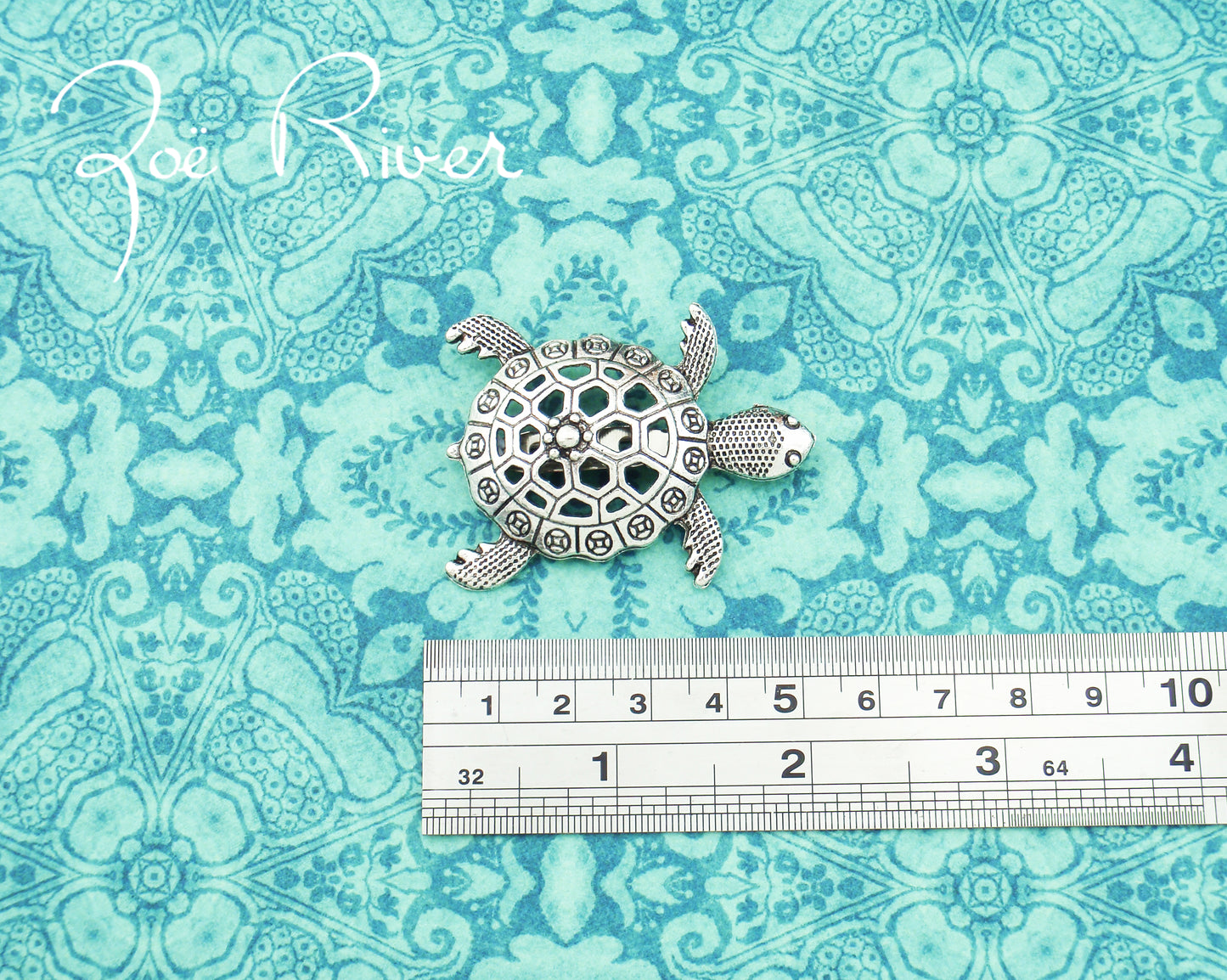 Turtle brooch. Choose silver or teal turquoise, Silver turtle jewelry. Turtle pin. Turtle broach. Antiqued silver tortoise brooch.