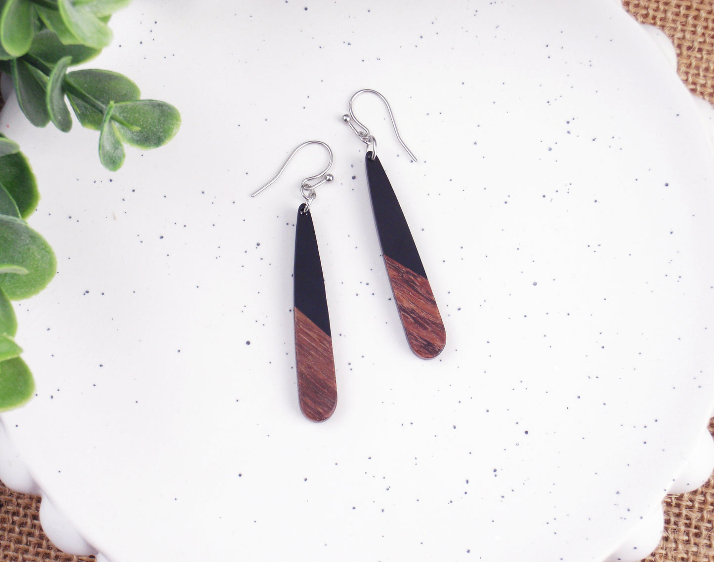 Lightweight black brown earrings, choose 925 sterling silver nickel free titanium or stainless steel hypoallergenic