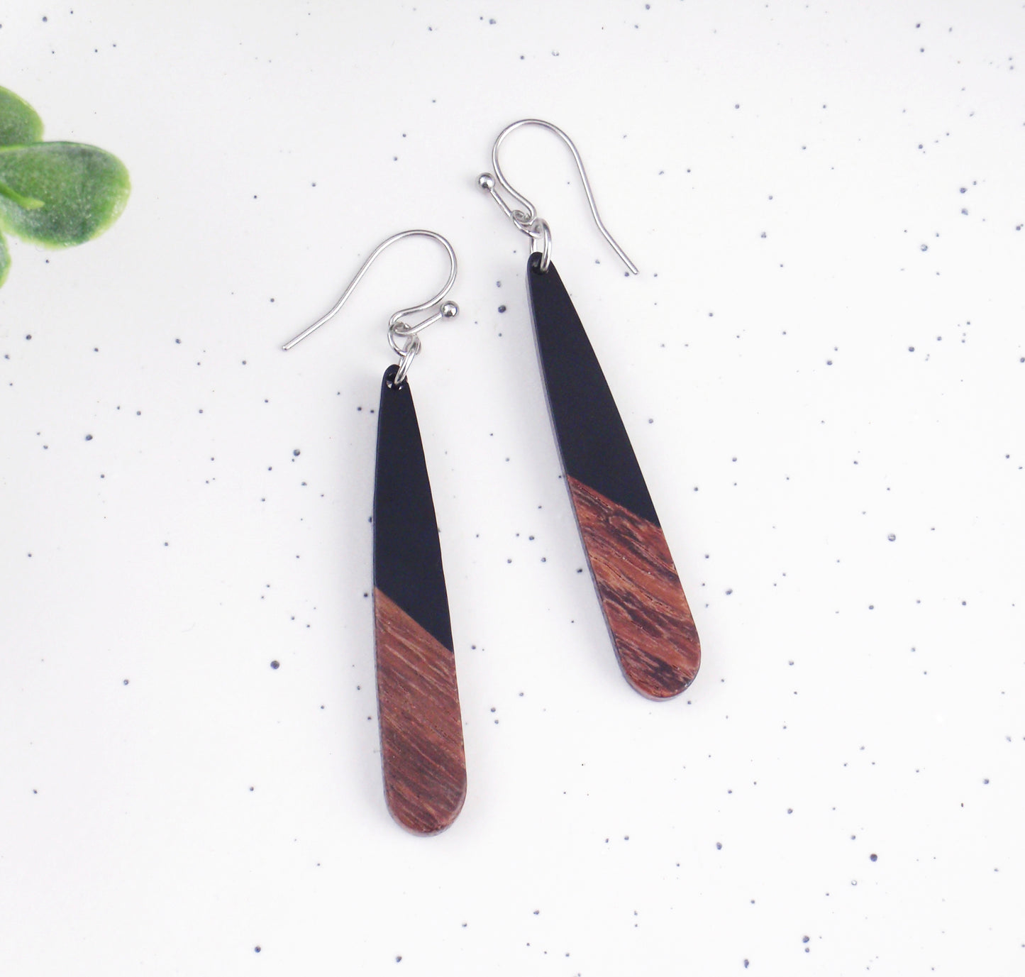 Lightweight black brown earrings, choose 925 sterling silver nickel free titanium or stainless steel hypoallergenic