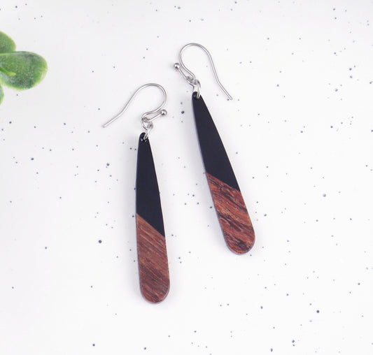 Lightweight black brown earrings, choose 925 sterling silver nickel free titanium or stainless steel hypoallergenic