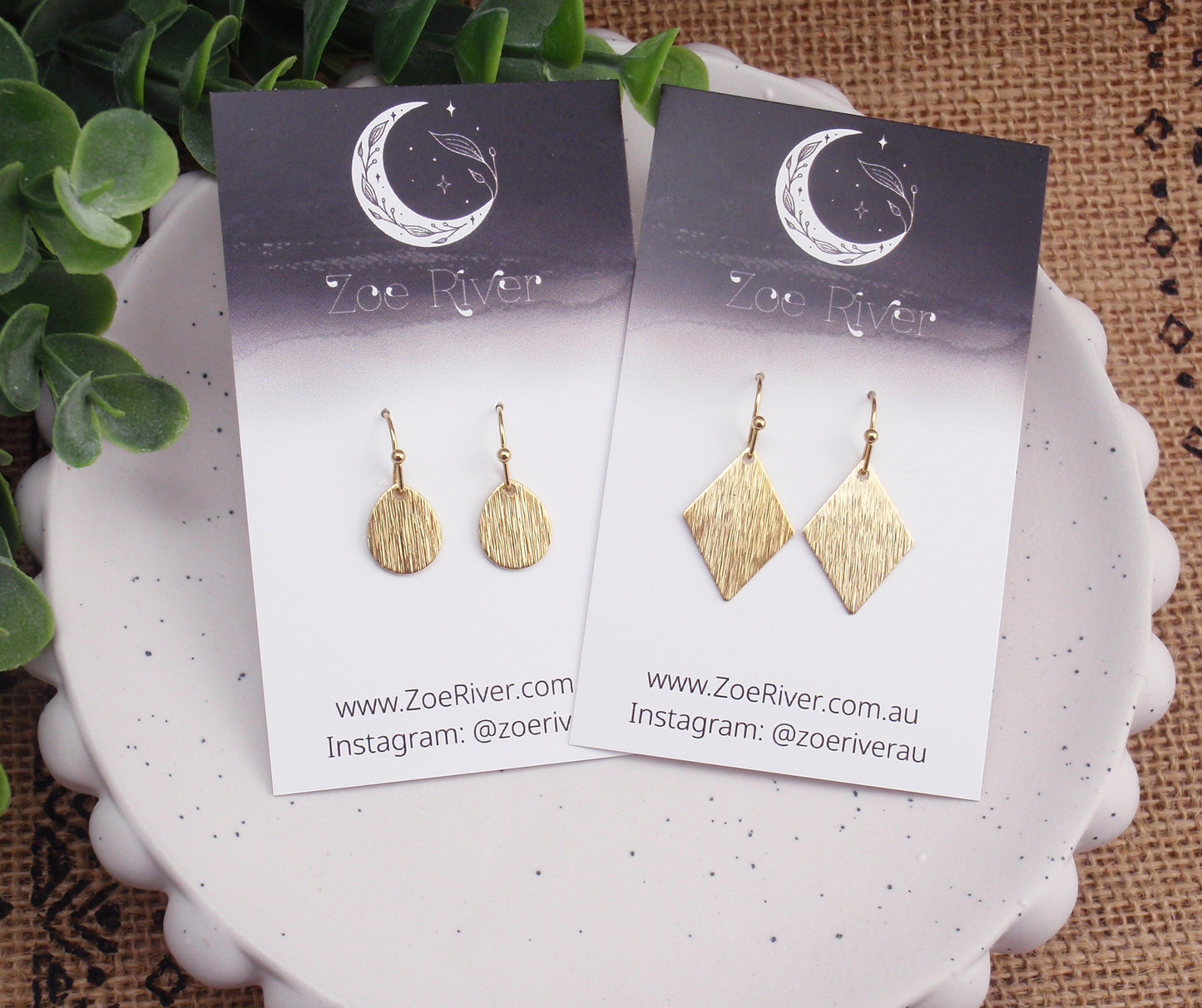 Gold textured brass earrings. Lightweight teardrop or diamond shaped earrings. 14k gold filled, or stainless steel.