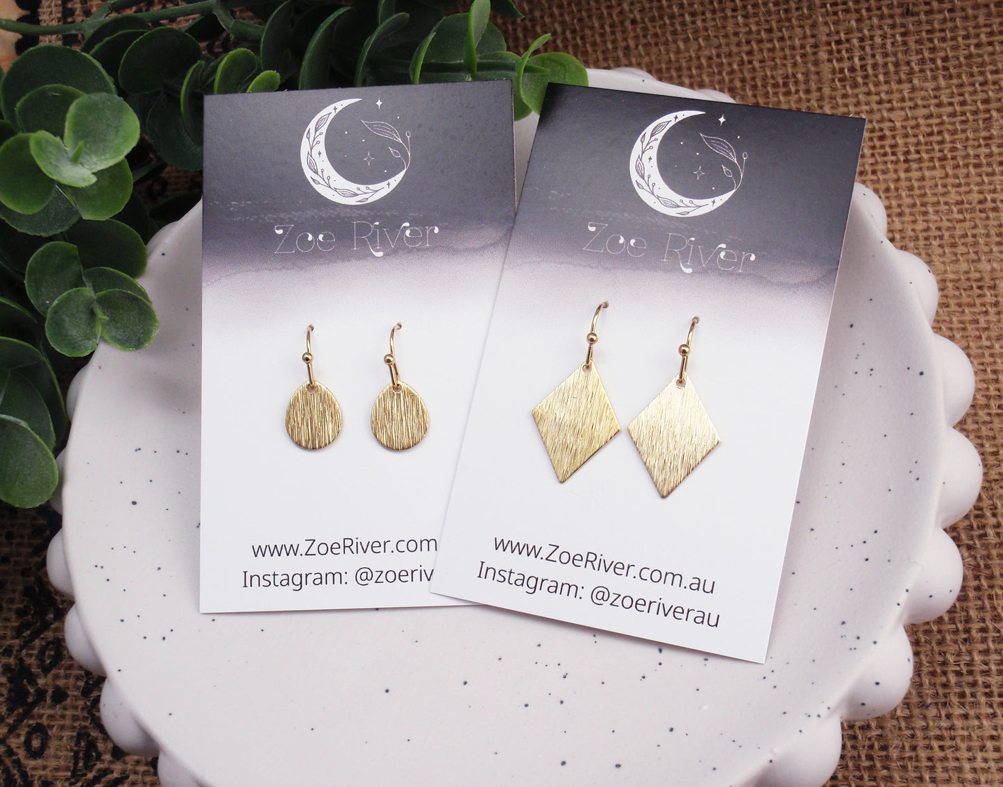 Gold textured brass earrings. Lightweight teardrop or diamond shaped earrings. 14k gold filled, or stainless steel.