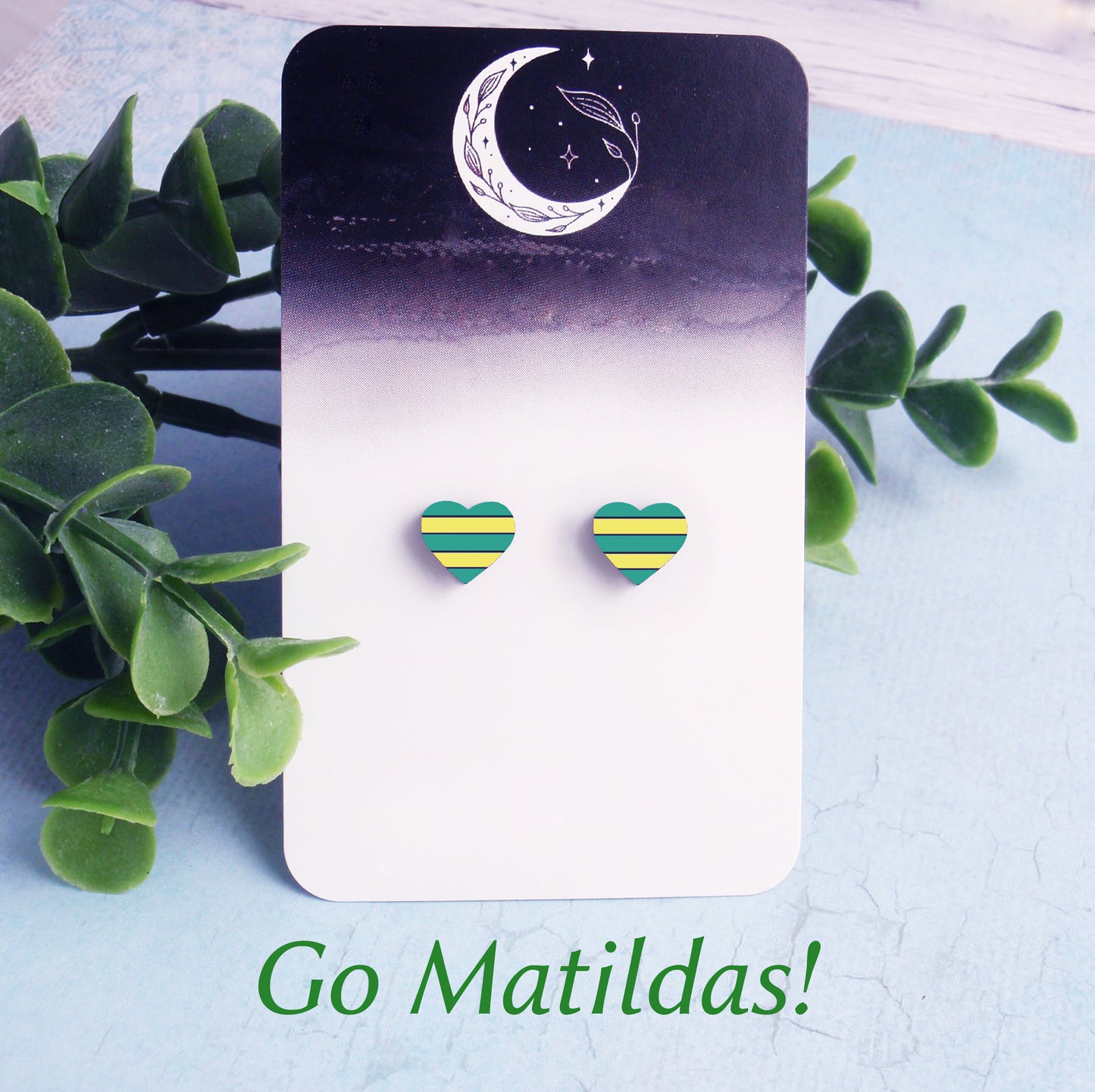 Matildas and AFL stud earrings with your choice -925 sterling silver, stainless steel, nickel free titanium post earrings, collingwood magpies, adelaide crows, brisbane lions, geelong cats