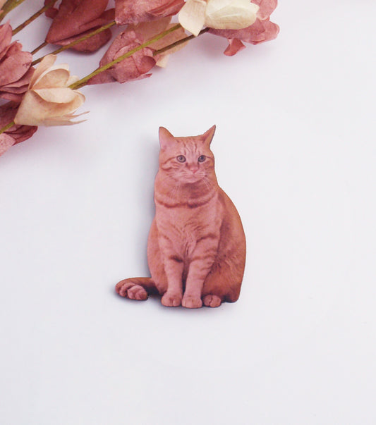 Cat brooch. Ginger cat vintage style cat, laser cut wooden brooch. Orange cat pin. Cat broach. Furbaby brooch, cat jewellery, gift idea