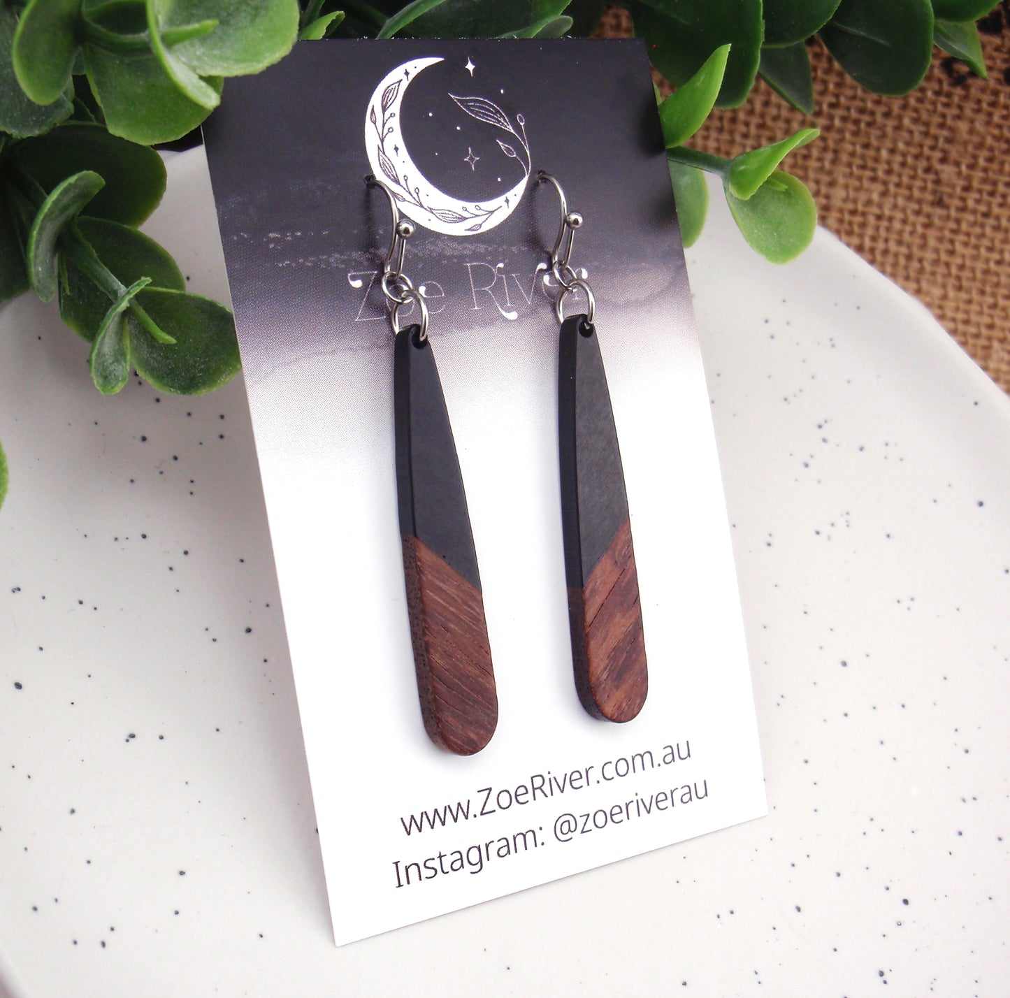 Lightweight black brown earrings, choose 925 sterling silver nickel free titanium or stainless steel hypoallergenic