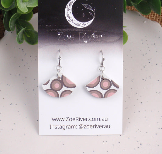 Handpainted abstract earrings in warm shades of brown with your choice -925 sterling silver, stainless steel, nickel free titanium.