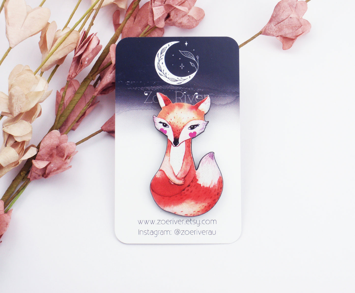 Fox brooch. Lightweight wood fox brooch. Orange fox pin, broach, badge, fox jewellery, animal brooch. Wooden brooch