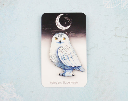 White owl wooden brooch. Owl brooch. Owl pin. Owl jewelry. Owl broach. Bird brooch. Wood owl brooch, gift idea, mother's day, hat coat pin