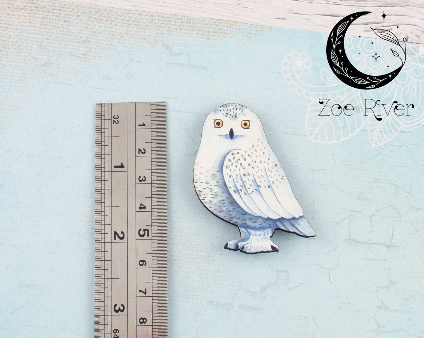 White owl wooden brooch. Owl brooch. Owl pin. Owl jewelry. Owl broach. Bird brooch. Wood owl brooch, gift idea, mother's day, hat coat pin