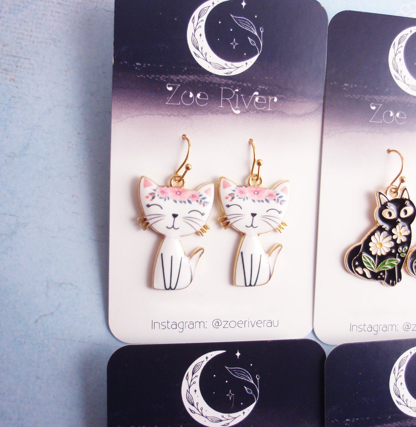 Cat earrings. White cat, black cat, siamese, ginger cat, tabby, choose 14k gold filled, nickel free brass, stainless steel, hypoallergenic jewellery